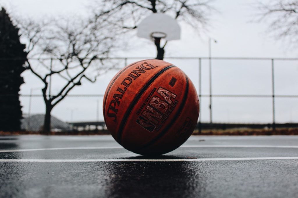 Basketball on court nba spalding